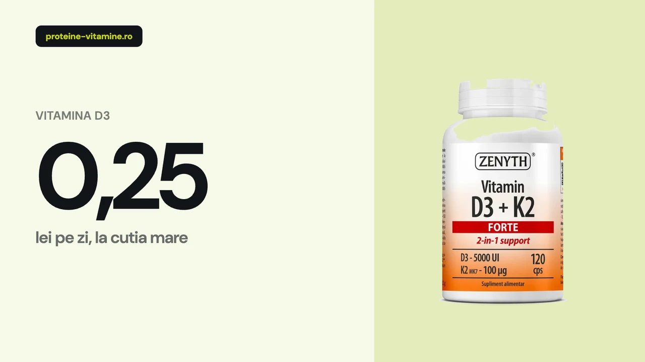 Cutii de vitamina D3 si D3 cu K2 comparate