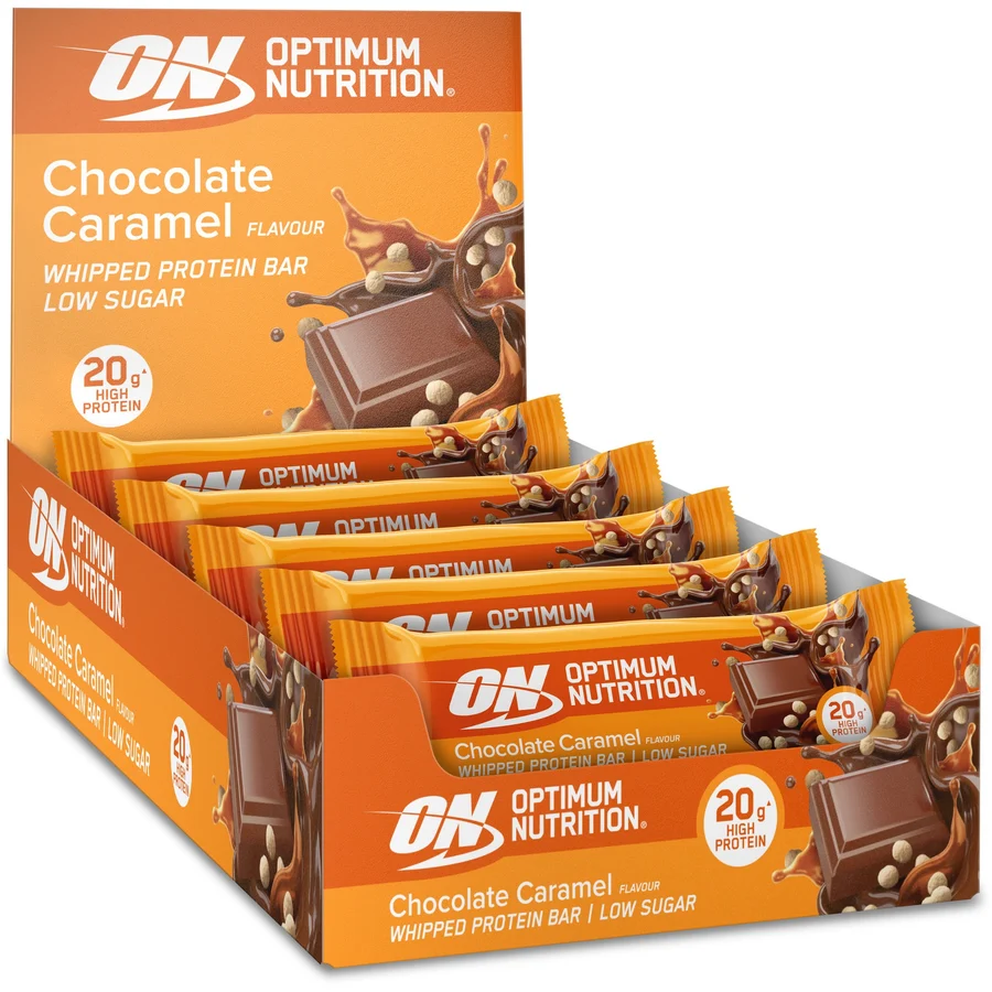 Batoane proteice Optimum Nutrition, Ciocolata si Caramel, 10 buc x 60g