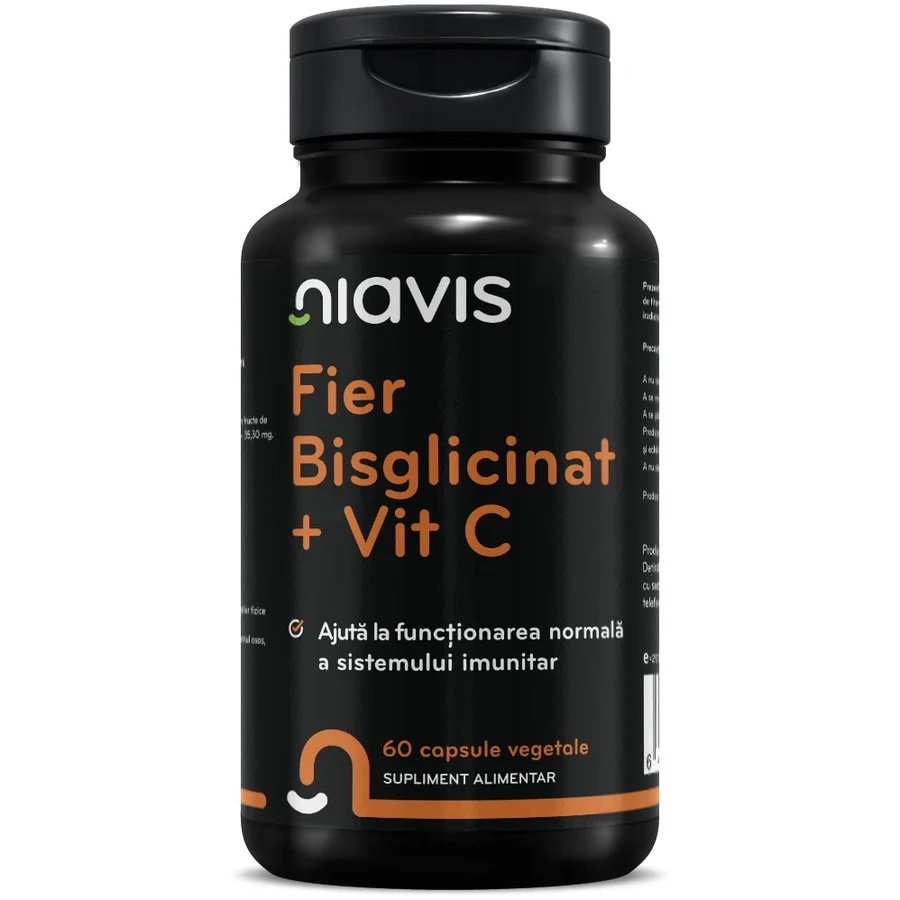 Fier Bisglicinat + Vitamina C, Niavis, 60 capsule