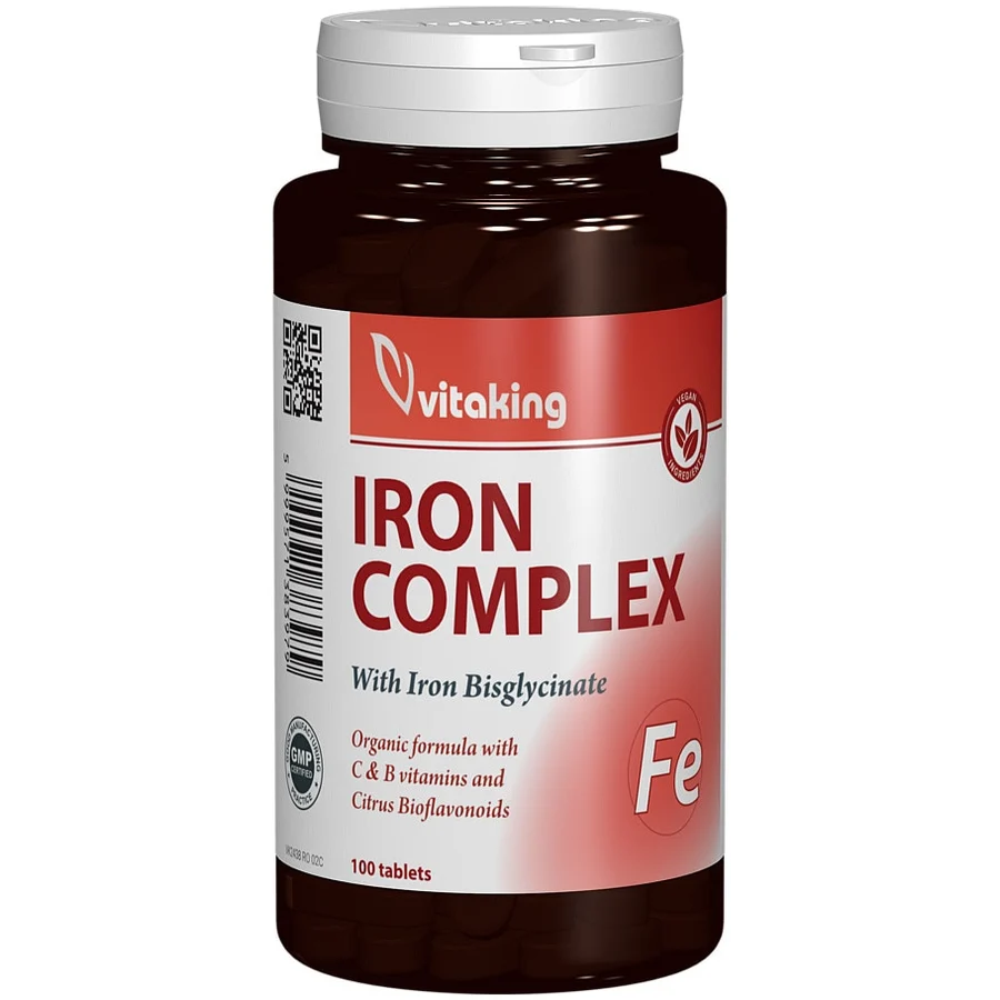Fier cu vitaminele B si C, Vitaking, 100 comprimate