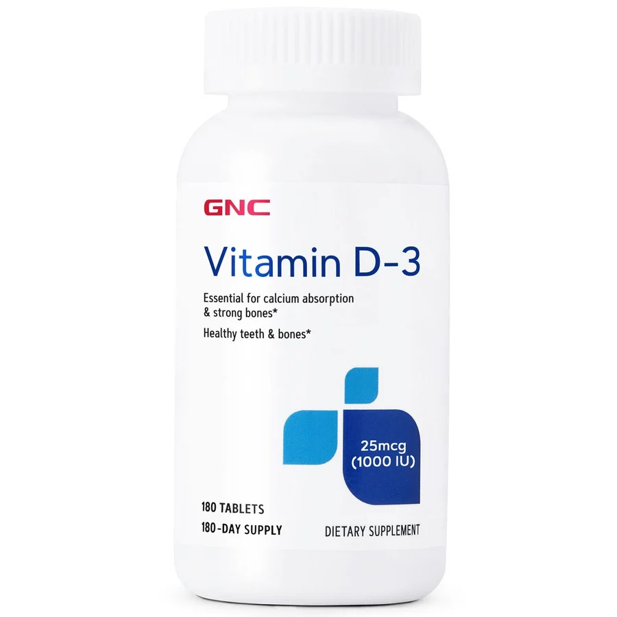 GNC Vitamin D-3 1000 IU, Vitamina D-3 - 25 mcg (1000 UI), 180 tb