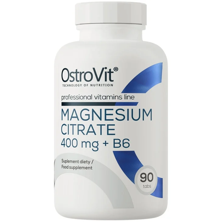Magneziu Citrat + Vitamina B6, OstroVit Magnesium Citrate + B6, supliment alimentar pentru functionarea normala a sistemului nervos si reducerea oboselii, 133 mg magneziu elemental si 2 mg vitamina B6 per capsula, 90 tablete