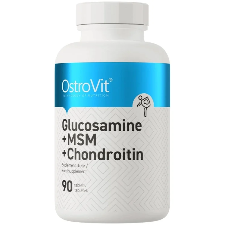 OstroVit Glucosamine + MSM + Chondroitin, supliment alimentar pentru sanatatea si mobilitatea articulatiilor, 1000 mg glucozamina per portie, 90 tablete