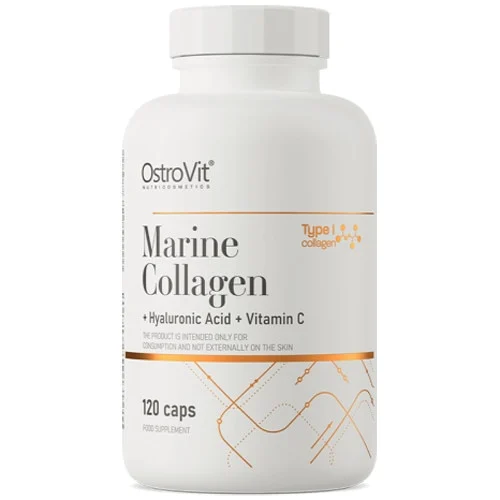 OstroVit Marine Collagen, supliment alimentar pentru sustinerea sanatatii pielii si articulatiilor, cu colagen marin, acid hialuronic si vitamina C, 120 capsule