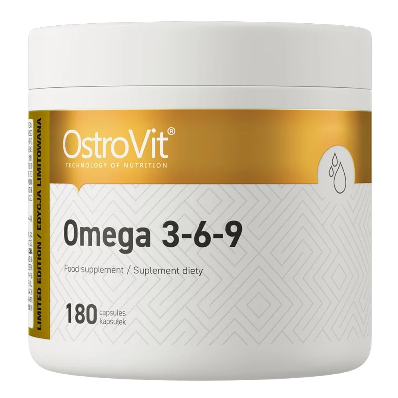OstroVit Omega 3-6-9, supliment alimentar pentru sustinerea sanatatii inimii si a metabolismului lipidic, 400 mg ulei de peste si 300 mg ulei de seminte de in per capsula, 180 capsule