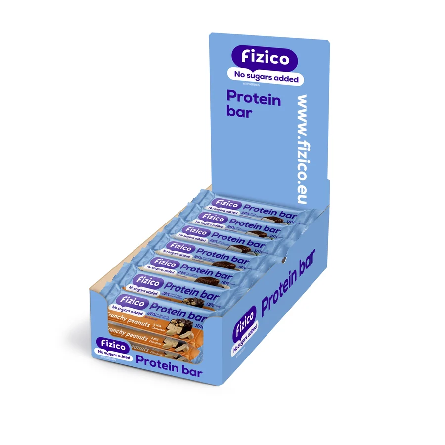 Pachet mixt cu 21 batoane proteice, Fizico Protein Bar, fara zaharuri adaugate, 21x60g