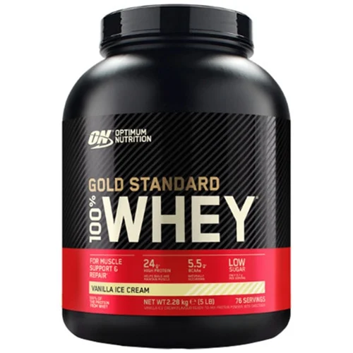 Proteine din zer, pudra proteica Optimum Nutrition, ON 100% Whey Gold Standard, aroma vanilie, 2.04 kg