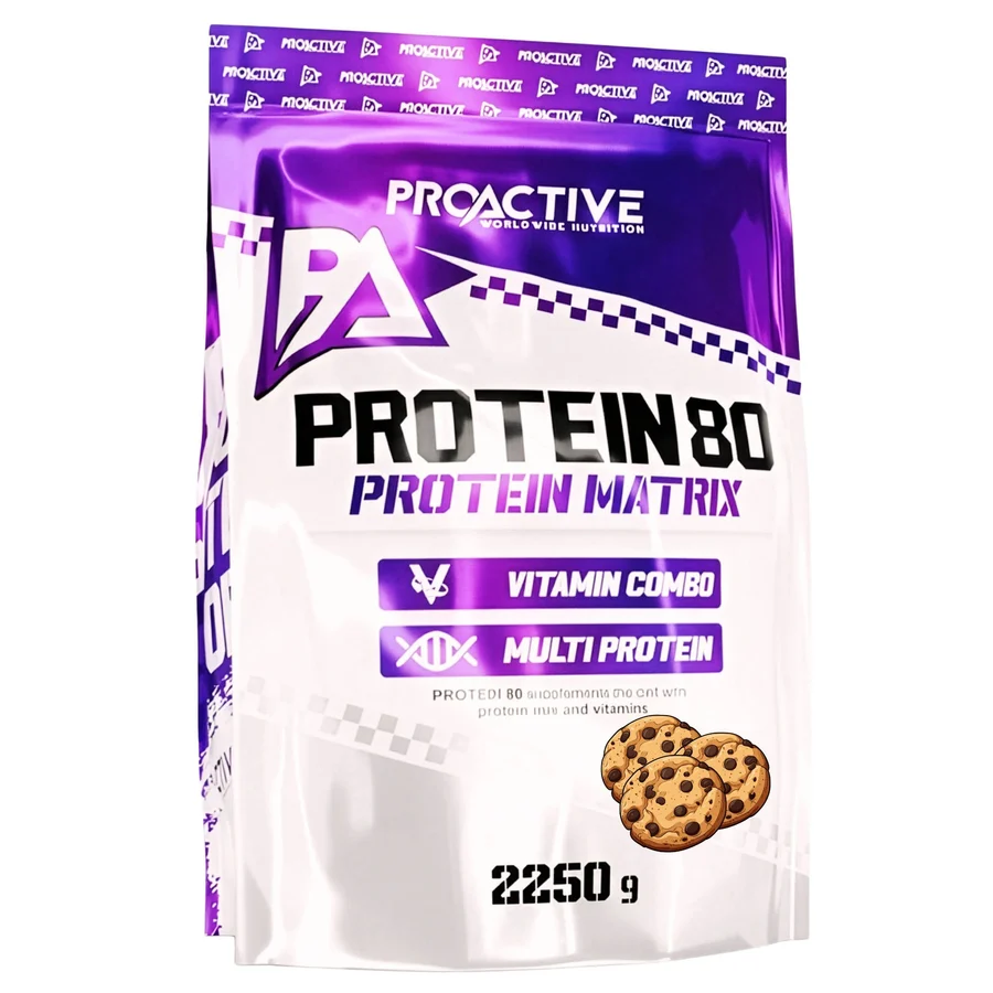 Pudra proteica ProActive Proteine 80, Real Pharm, 2250g, Amestec multi-proteica cu vitamine, Fursecuri