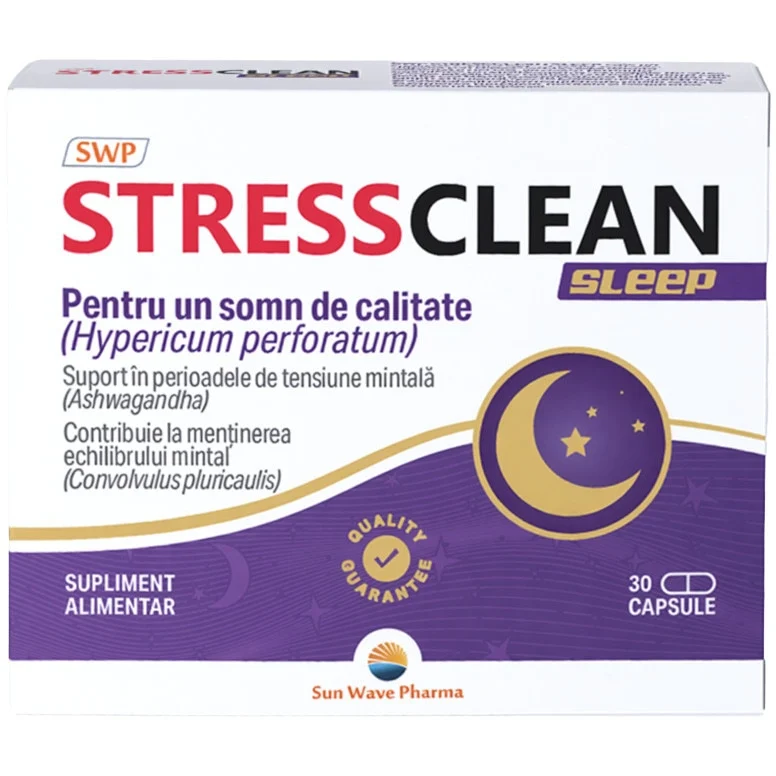 StressClean Sleep, Sun Wave Pharma, Sunatoare pentru somn linistit, Ashwagandha, 30 capsule