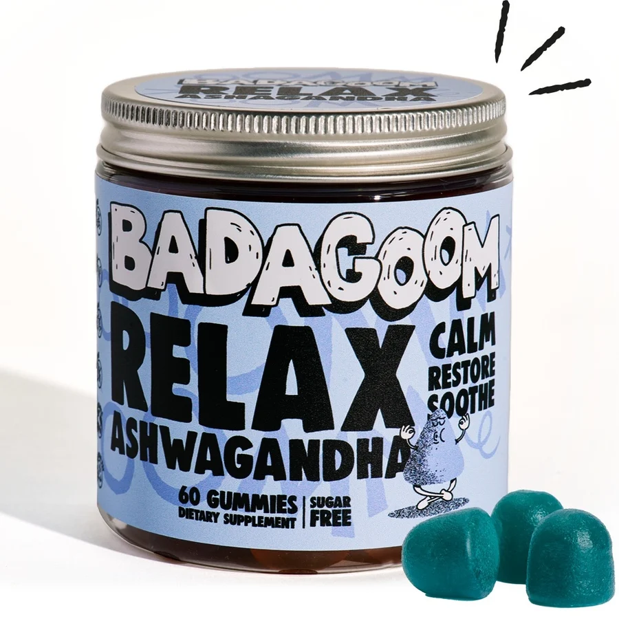 Supliment alimentar BADAGOOM Relax, jeleuri cu Ashwagandha 125 mg pentru relaxare, slabire si detoxifiere, pentru 30 zile, fara zahar, vegan, 60 jeleuri
