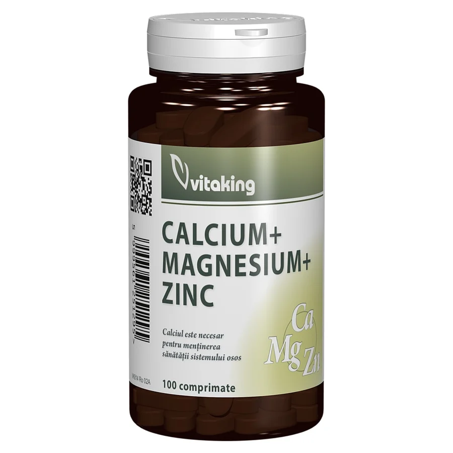 Supliment alimentar Calciu, Magneziu cu Zinc, Vitaking, 100 comprimate