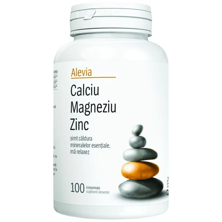 Supliment alimentar Calciu Magneziu Zinc Alevia, 100 capsule