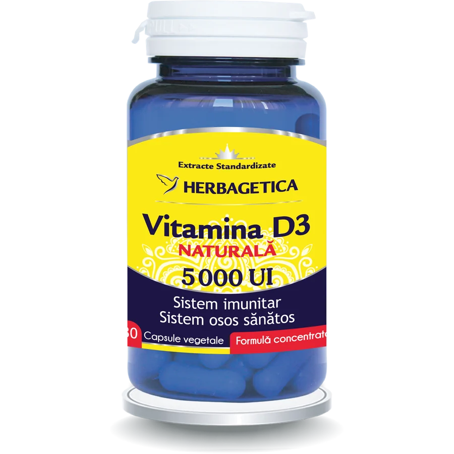 Supliment Alimentar Detrix Forte Vitamina D3 5.000 UI Herbagetica, 30 capsule