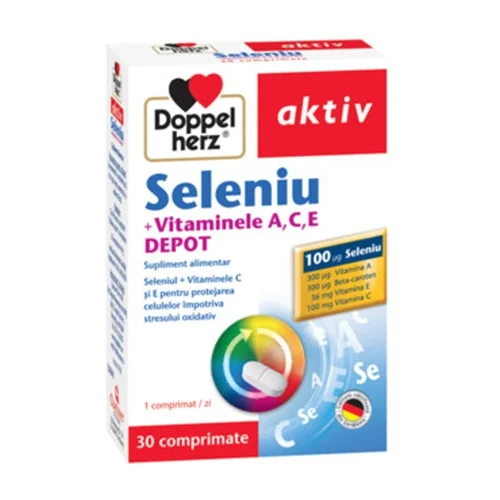 Supliment alimentar DOPPELHERZ AKTIV SELENIU+VIT.A+C+E DEPOT, 30 comprimate