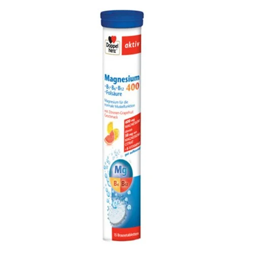 Supliment alimentar DOPPELHERZ MAGNEZIU 400+B1+B6+B12+ACID FOLIC, 15 tablete