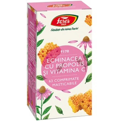Supliment alimentar Echinaceea cu propolis si vitamina c, 63 comprimate.