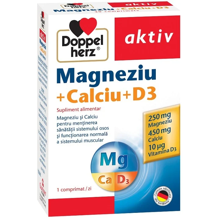 Supliment alimentar Magneziu Calciu D3, 30 comprimate