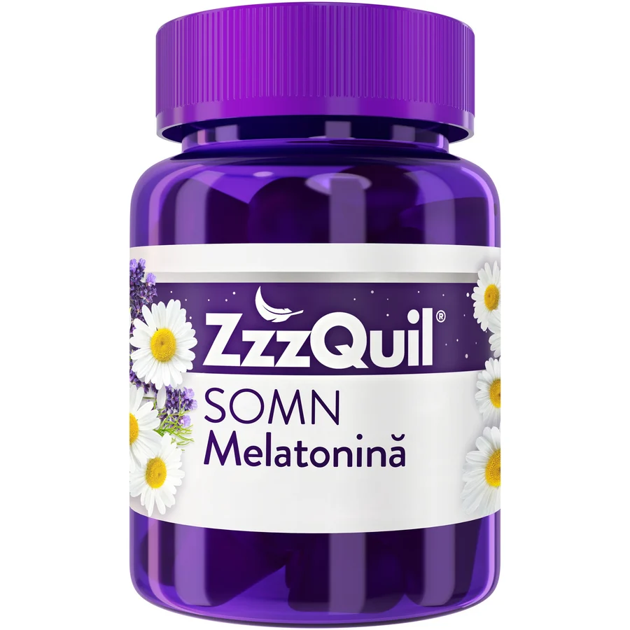 Supliment alimentar pentru somn Zzzquil Natura cu melatonina, vit. B6, musetel, valeriana si lavanda, 30 jeleuri