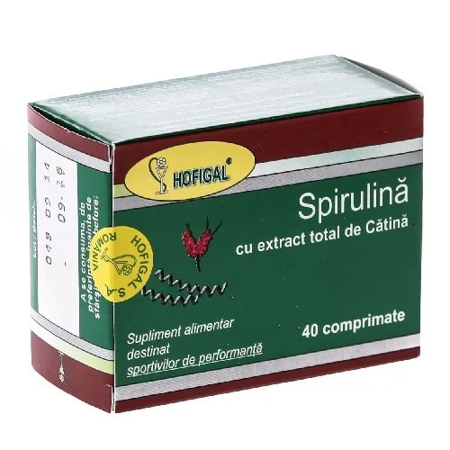 Supliment alimentar, Spirulina cu extract total de catina, 40 comprimate