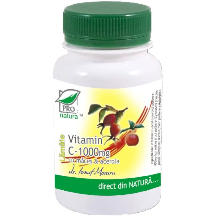 Supliment alimentar Vitamina C - 1000 Lamaie Cu Maces & Acerola, Pro Natura, 100 Comprimate