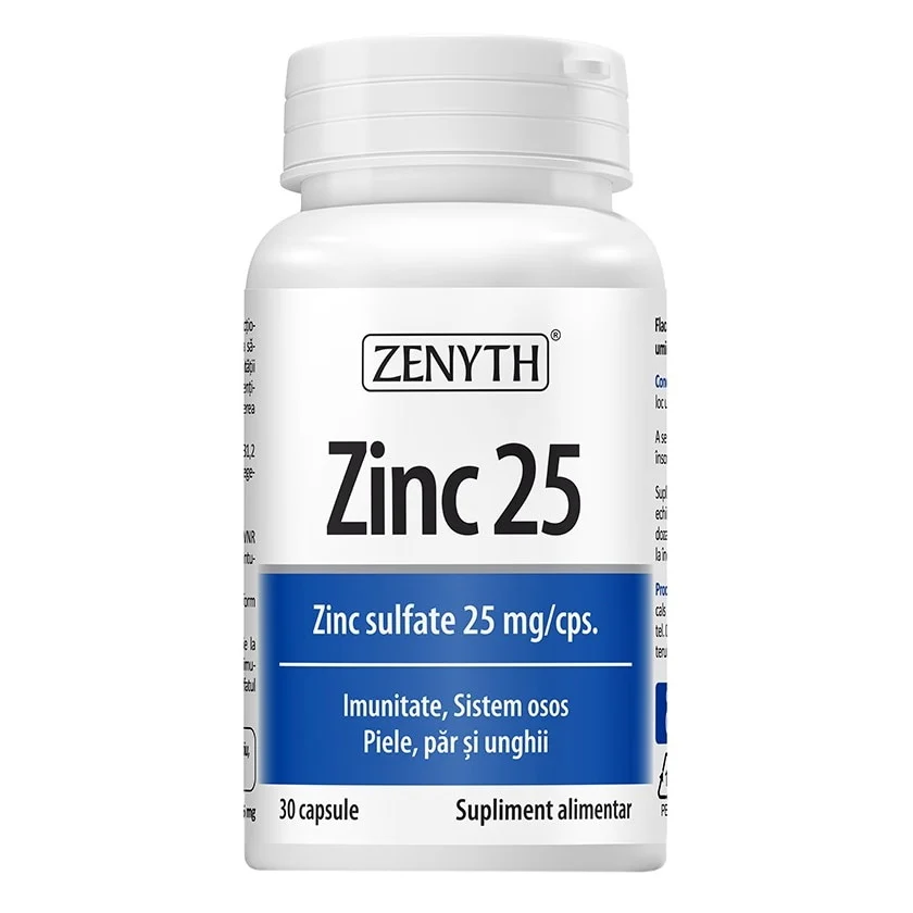 Supliment alimentar Zinc 25 sulfat de zinc, 25 mg/cps, Zenyth, 30 capsule
