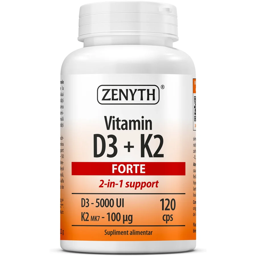 Vitamina D3+K2 Forte, Zenyth, 120 capsule